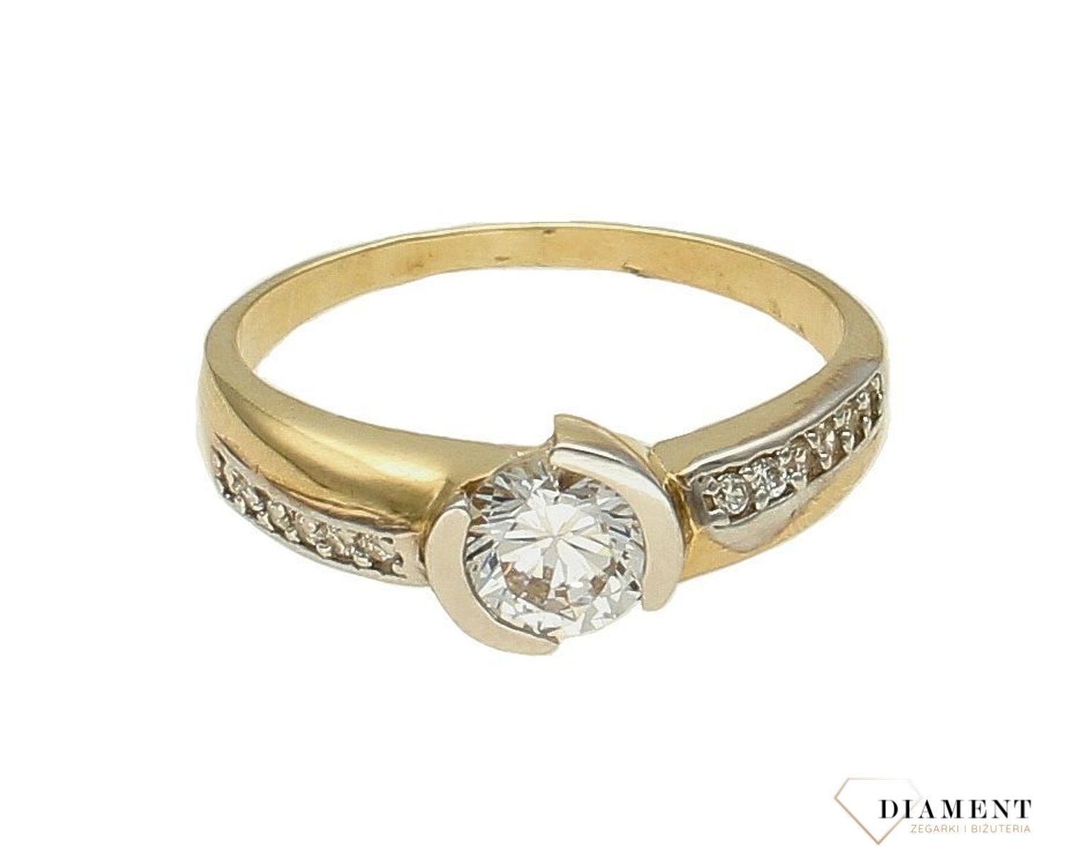 Złoty pierścionek damski 585 z cyrkonią zaręczynowy PI 1295 585. Złoty pierścionek damski. Złoty pierścionek zaręczynowy. Pierścionek damski złoty. Pierścionek damski zaręczynowy idealny na prezent1.jpg